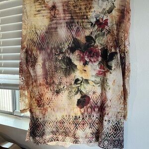 Christopher & Banks Earthy Tones Patterned Top